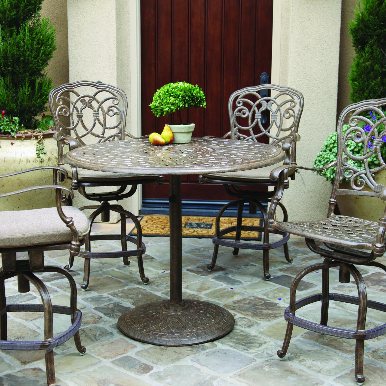 Darlee Florence 4-Person Counter Height Patio Bar Set - Antique Bronze thumbnail