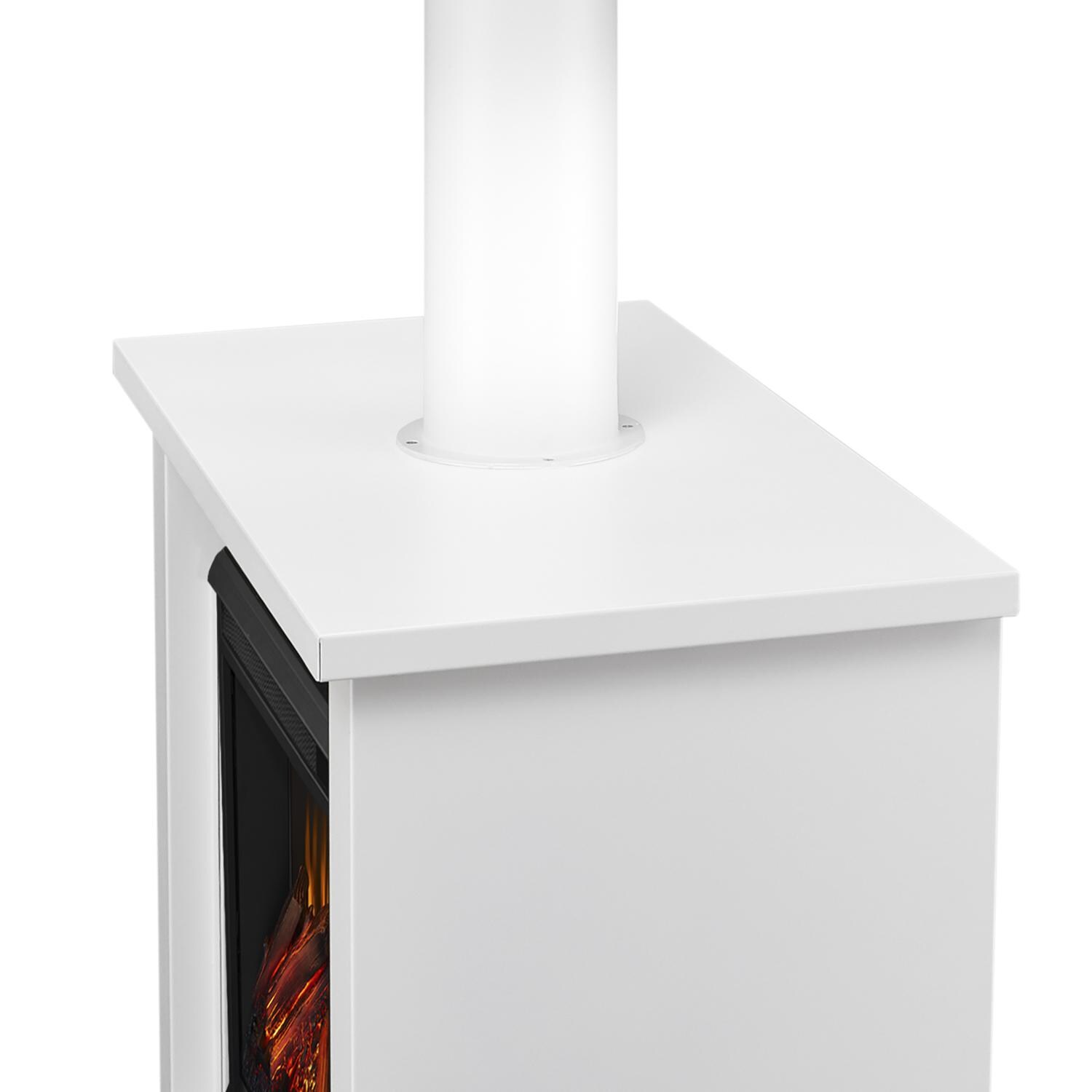 Real Flame 5005E-W Hollis 32-Inch Electric Fireplace W/ Flue - White - Side Detail thumbnail