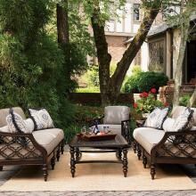 Kingstown Sedona 5 Piece Cast Aluminum Patio Conversation Set W/ Swivel Club Chair & Sunbrella Fabric By Tommy Bahama image