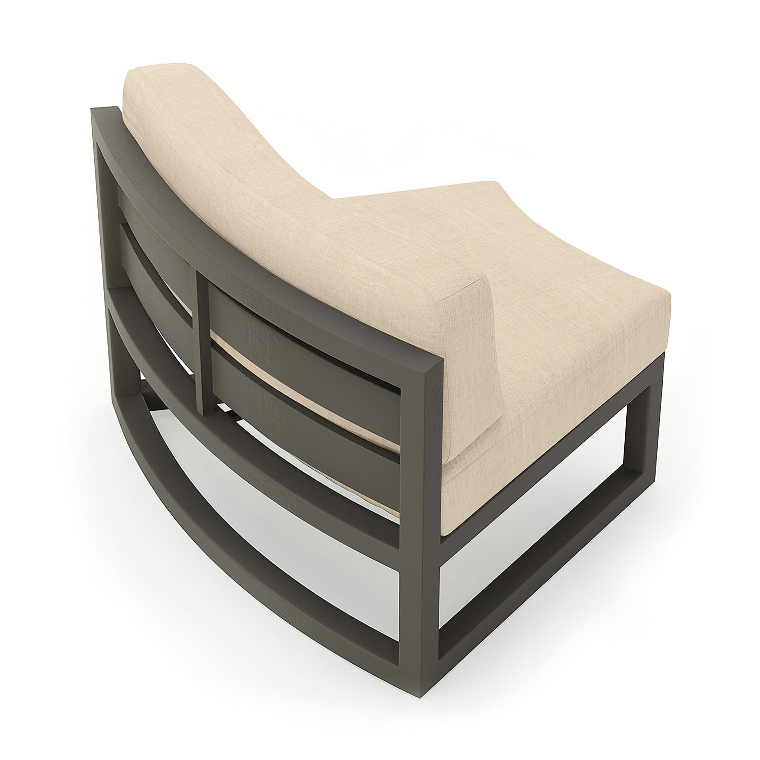 Misty Cove 2 Piece Aluminum Curve Club Chair in Slate w/Canvas Flax Cushions by Lakeview - Back Angle View - White Background thumbnail