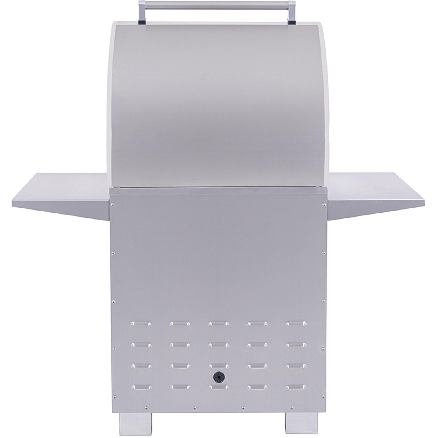 PGS E27T Commercial T-Series 30 Inch Electric Grill On Pedestal w/ Timer - Lid Open Back - White Background thumbnail
