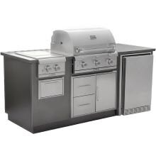 Saber R Series EZ Outdoor Kitchen With Natural Gas Grill And Side Burner - Silver image