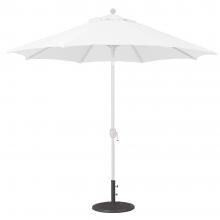 Galtech 9 Ft. Octagonal Aluminum Patio Market Umbrella W/ Crank Lift And Deluxe Auto Tilt - White Frame W/ Sunbrella Canvas Natural Canopy