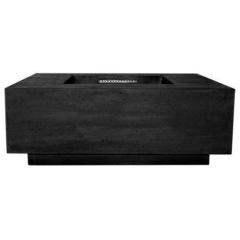 Tavola 3 48-in Rectangular GFRC Natural Gas Fire Pit in Ebony by Prism Hardscapes