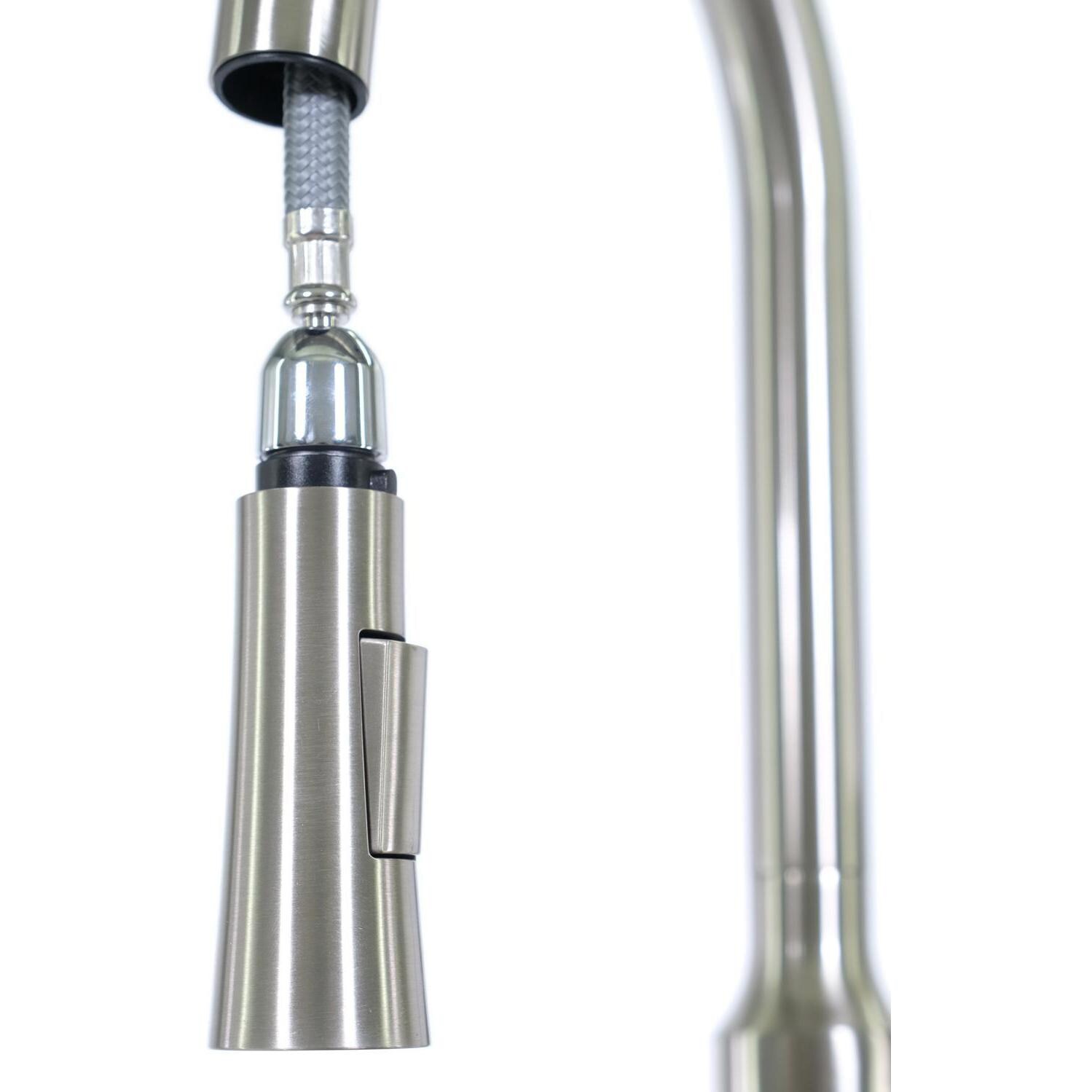 BBQGuys Signature - BBQ-SM2318-18G + BBQ-N88421N1-BN - 23 X 18 Undermount Sink W/ Pull Down Faucet & Strainer - Sprayer Pulled Down thumbnail