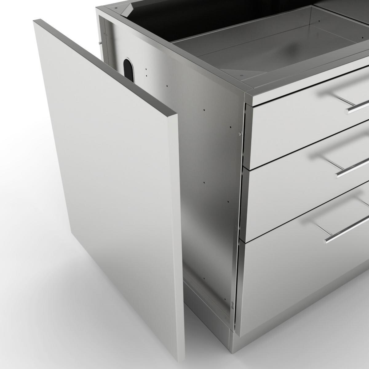Sunstone SCC27EP 27-in Outdoor Kitchen Island Cabinet End Panel - Easy To Use Pin-Lock Installation System - White Background
