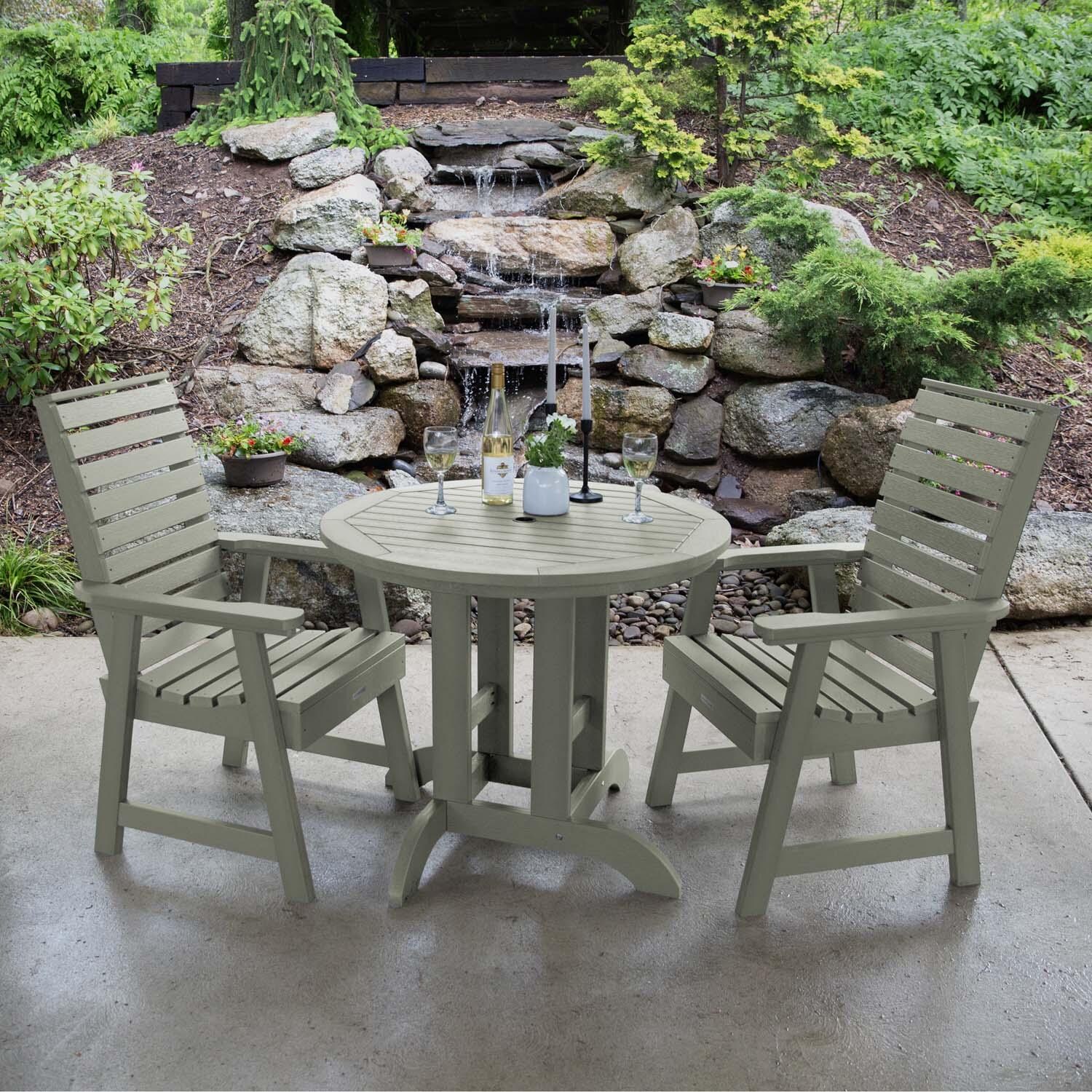 Elm Pointe 3 Pc Recycled Plastic Round Dining Set in Eucalyptus By Lakeview Outdoor Designs - Lifestyle thumbnail