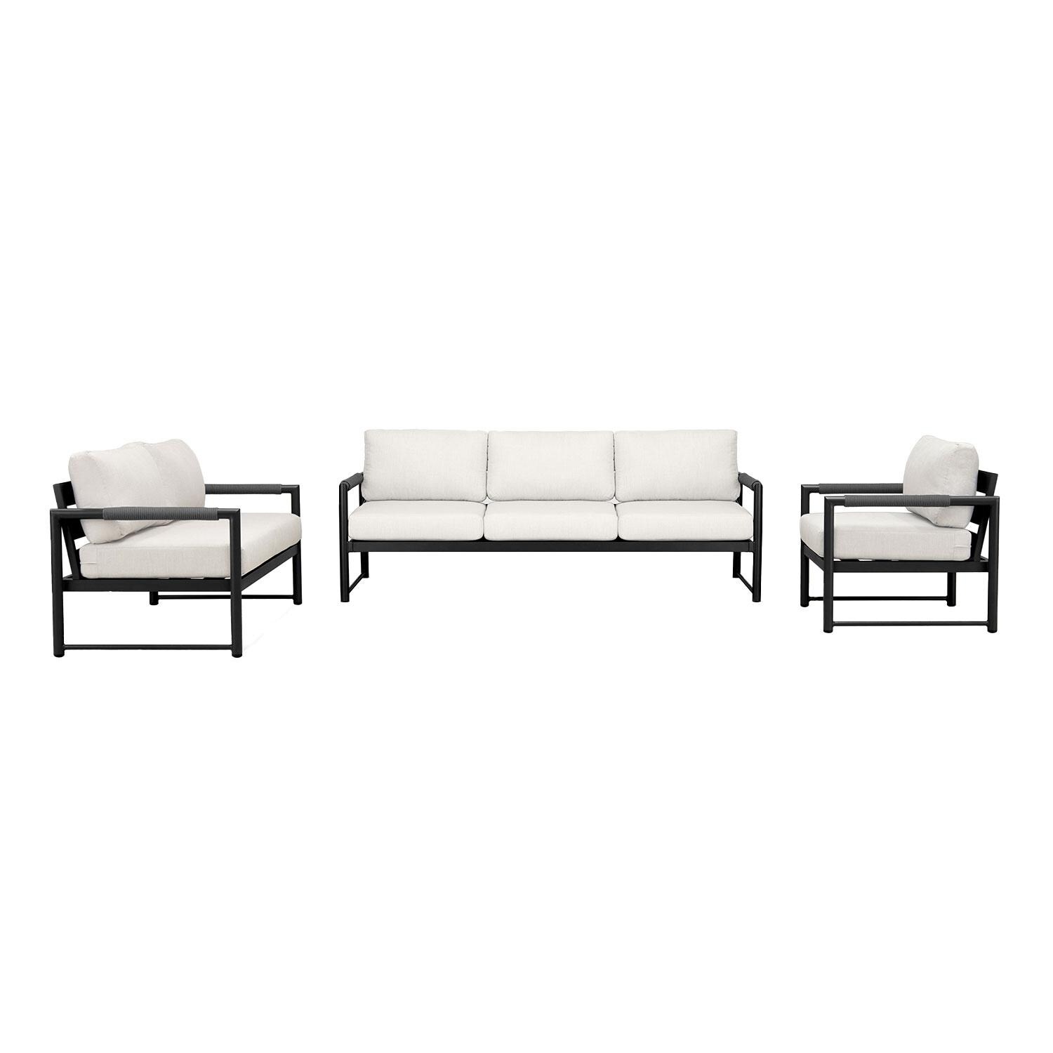 Lakeview AVEBAY-BK-CO-SET143-CS Avenue Bay Black/Carbon 3 Pc Sofa Loveseat Set - Cast Silver - Display - White Background thumbnail