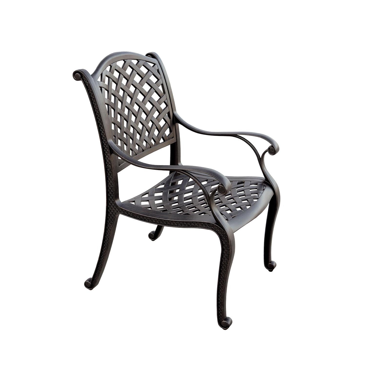 Nassau Cast Aluminum Dining Chair in Antique Bronze/Red by Darlee - Side View - Shown W/ No Cushion - White Background thumbnail