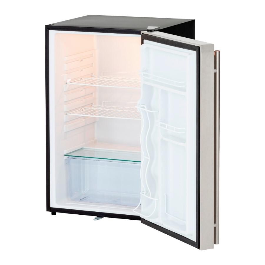 American Made Grills AMG-RFR-21D-R 4.5c Deluxe Compact Fridge Right to Left Opening -Open Right Angled View thumbnail