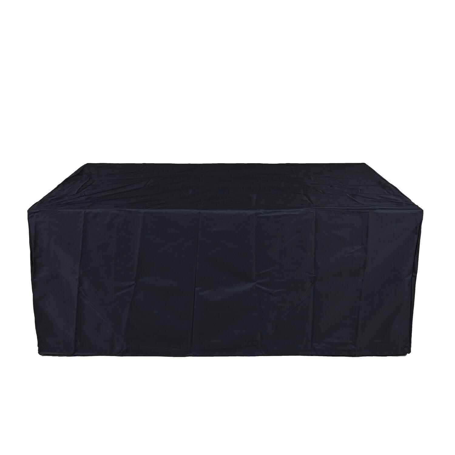 73 Inch Rectangular Teak Propane Fire Pit Table by Lakeview - Cover - White Background thumbnail