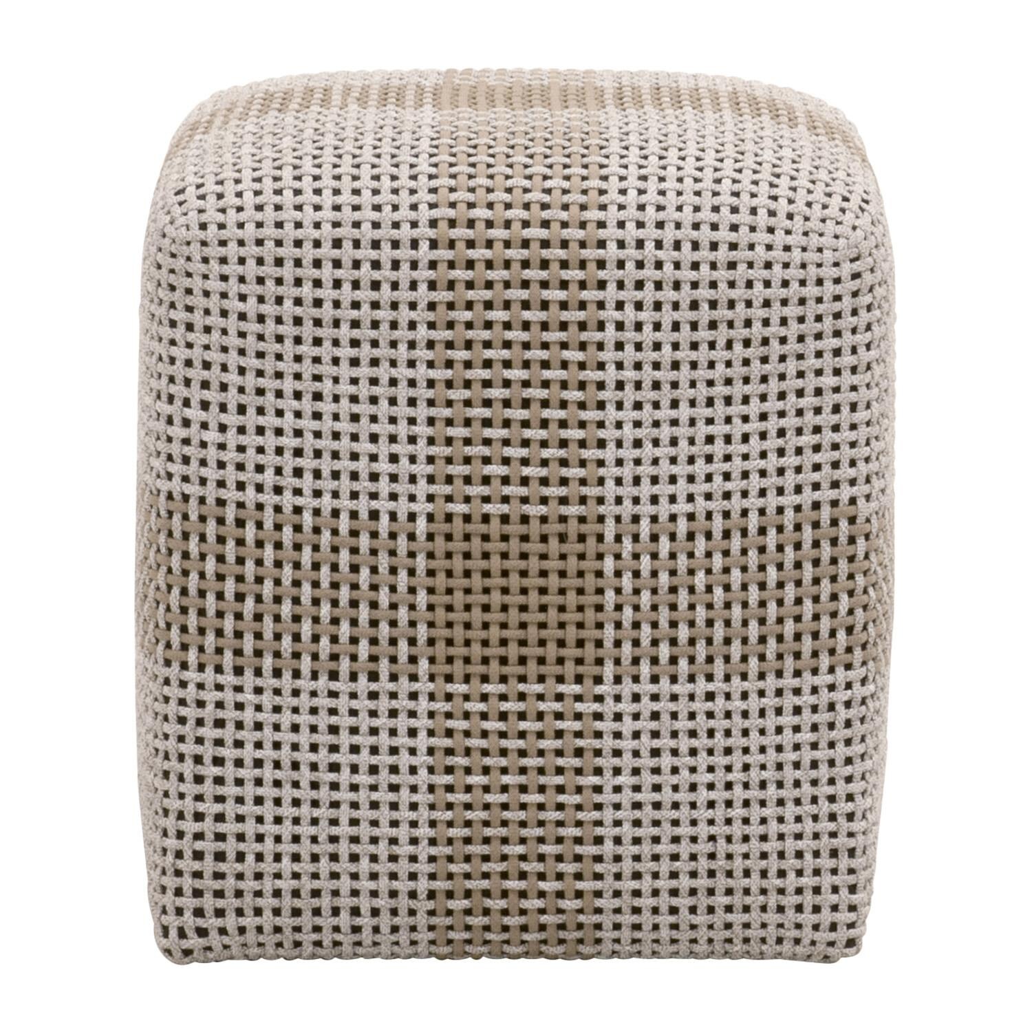Lakeview Cocoa Way 86 1/2 Inch Taupe & White Woven Rope Accent Cube - Side View thumbnail