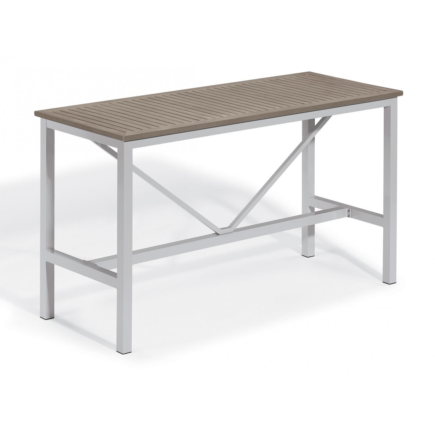 Argento Aluminum 72 X 30 Inch Rectangular Patio Bar Table W/ Tekwood Vintage Top thumbnail
