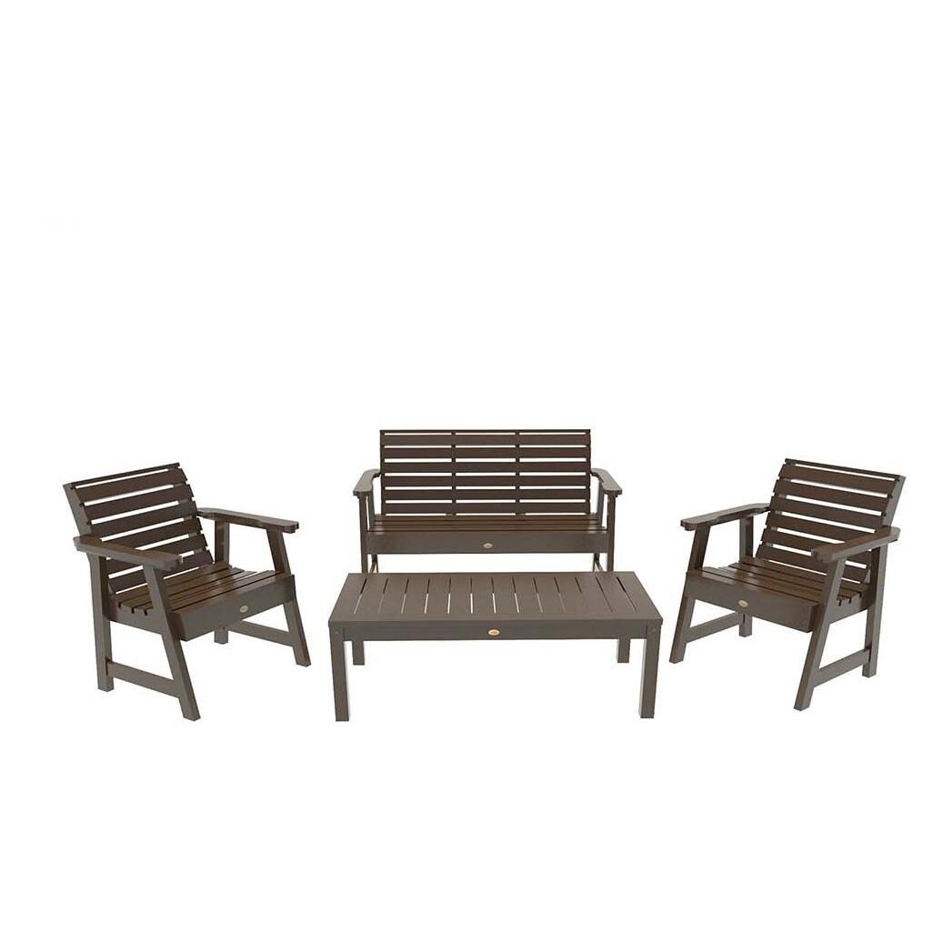 Elm Pointe 4 Pc Set Polyresin Seating Set in Weathered Acorn By Lakeview Outdoor Designs - White Background thumbnail