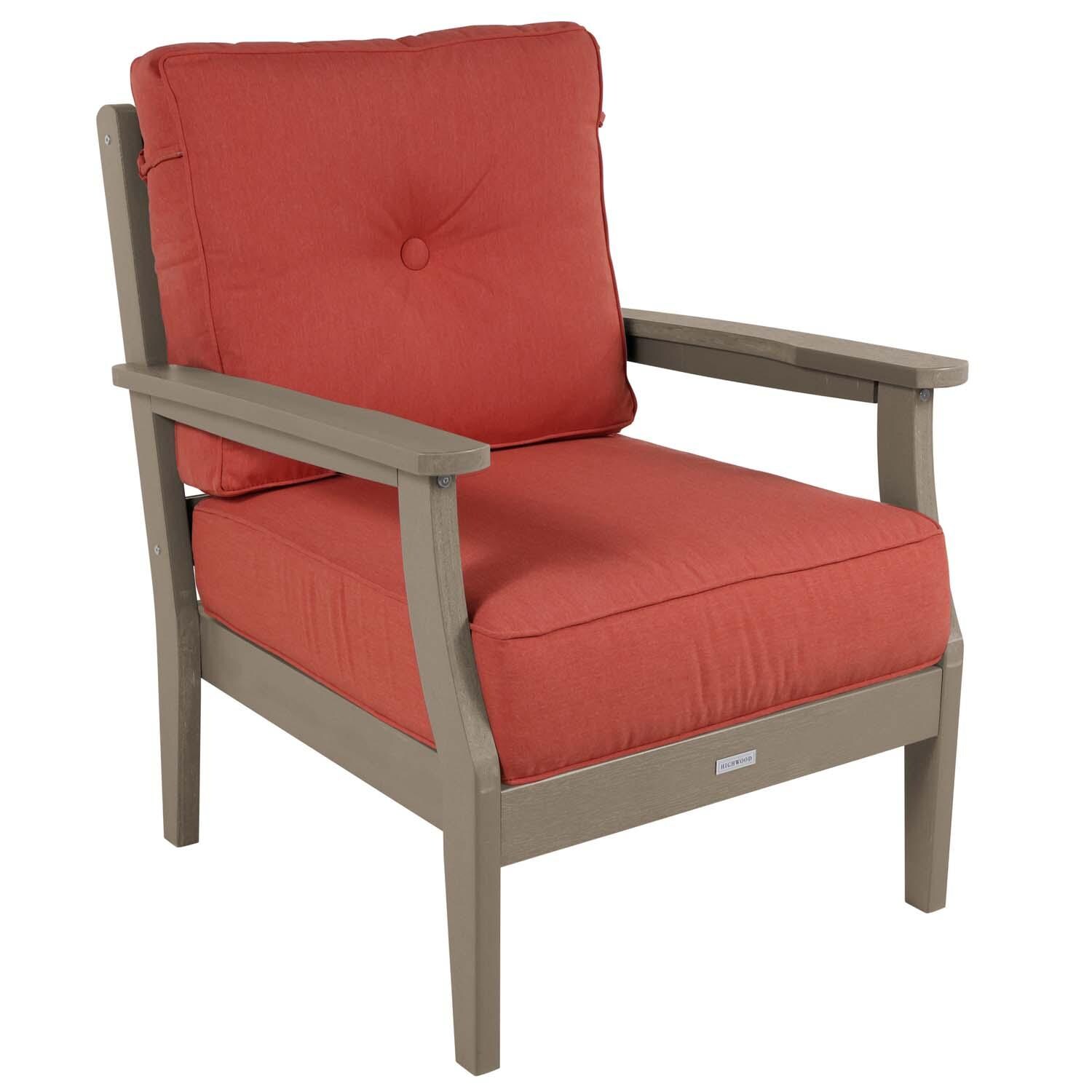 Blushing Bay 6 Pc Recycled Plastic Grand Seating Set in Canvas Persimmon/Woodland Brown by Lakeview Outdoor Designs - Chair - White Background thumbnail