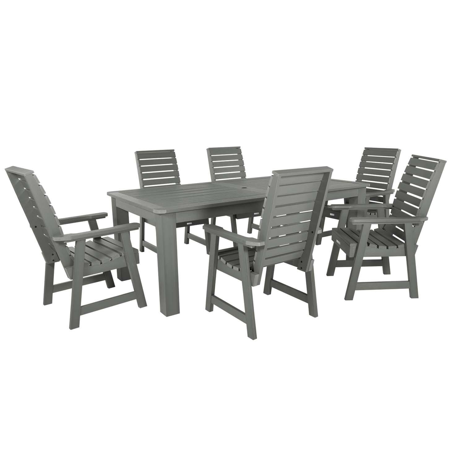 Elm Pointe 7 Pc Recycled Plastic Dining Set In Coastal Teak by Lakeview - White Background thumbnail