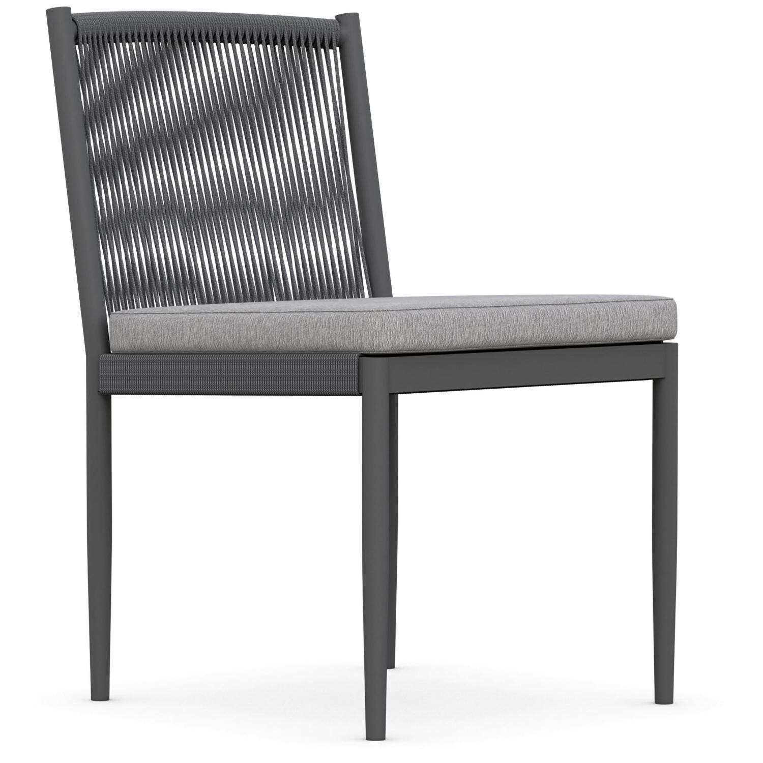 Azzurro Living Catalina Woven Rope Armless Dining Chair in Ash/Fog - Angled - White Background thumbnail