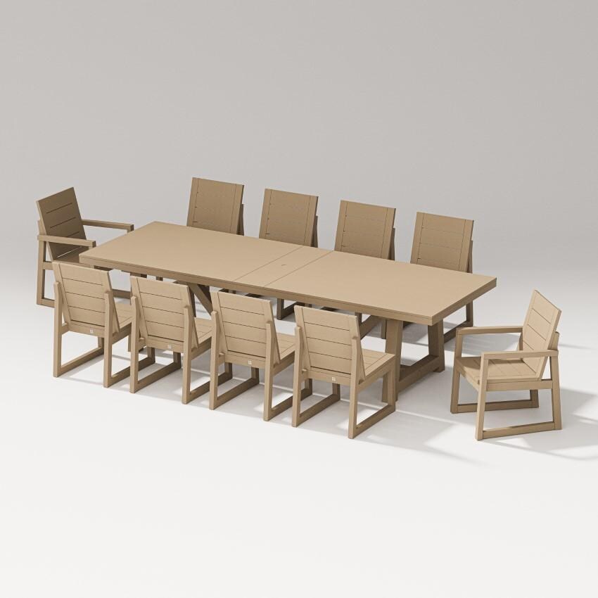 Elevate 11 Pc A-Frame Table Dining Set in Vintage Sahara By PW Designer Series