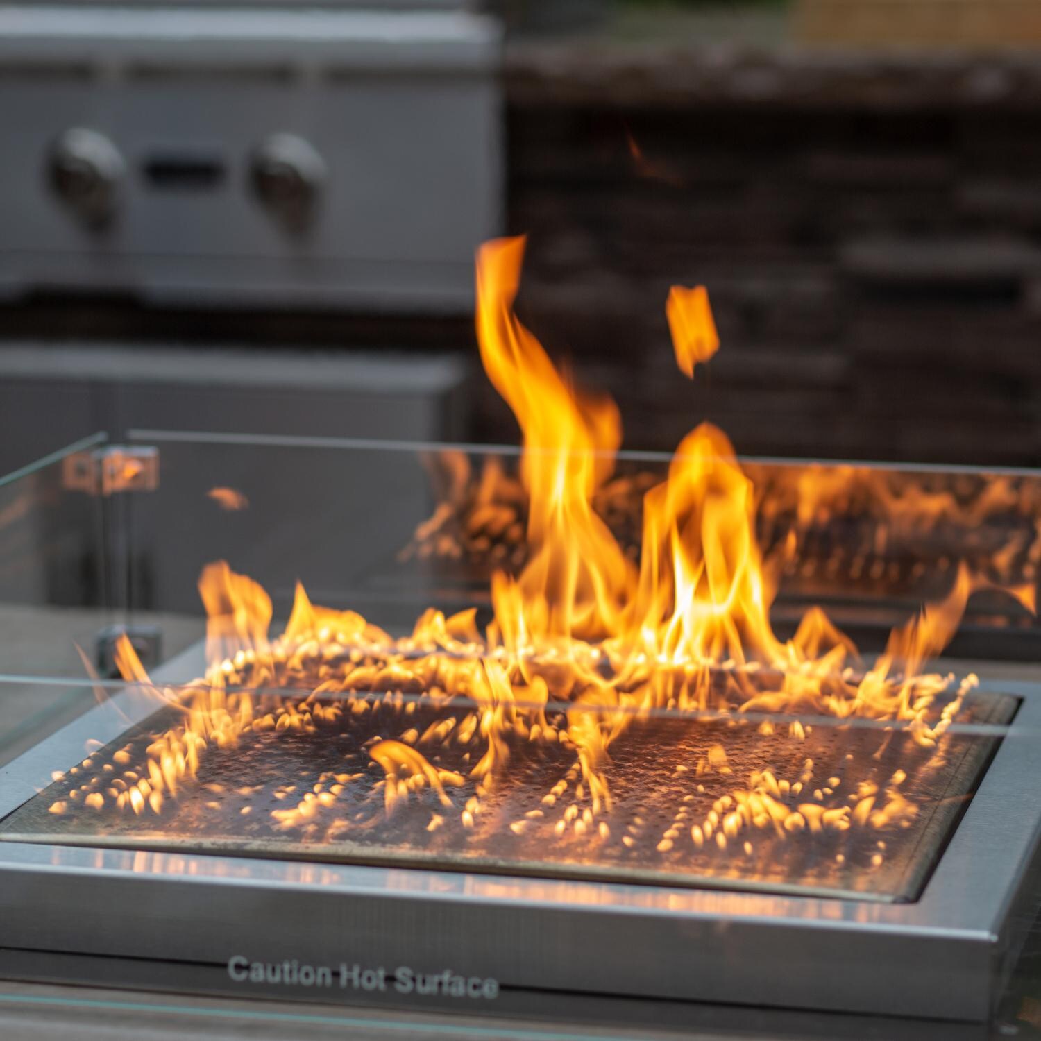 Blazing Beats Laguna Stacked Stone 38 Inch Fire Table - Burner View thumbnail