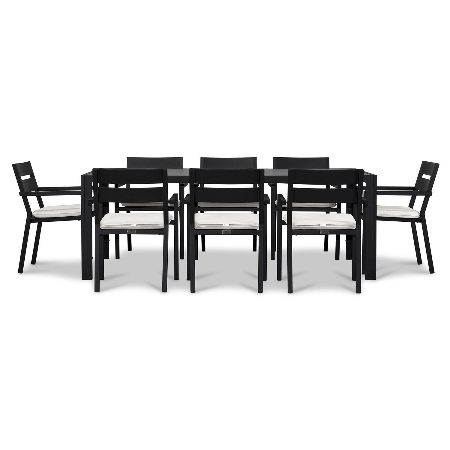 Calm Bay 9 Pc Rectangular Dining Set in Black/Canvas Natural by Lakeview - White Background 3 thumbnail