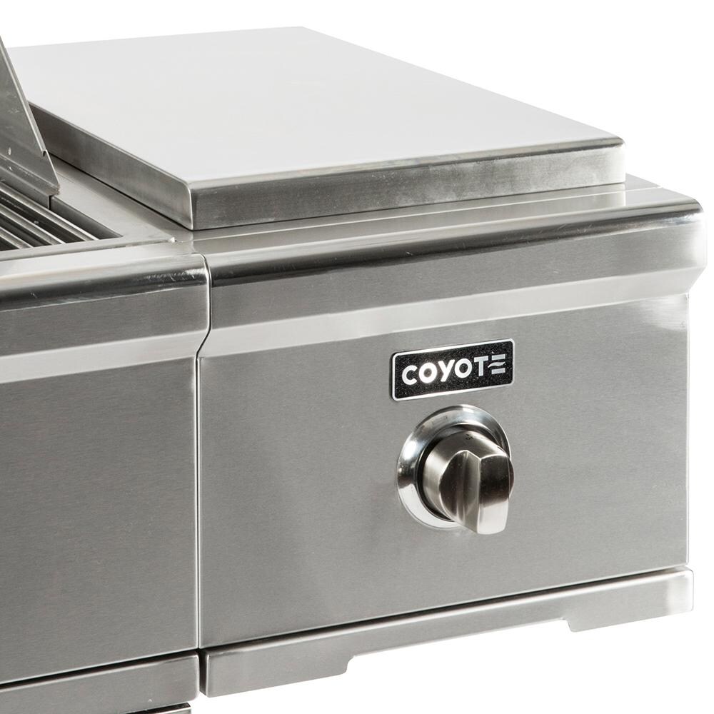 Coyote Cart Mounted Single Side Burner - Shown With Included Burner Lid thumbnail