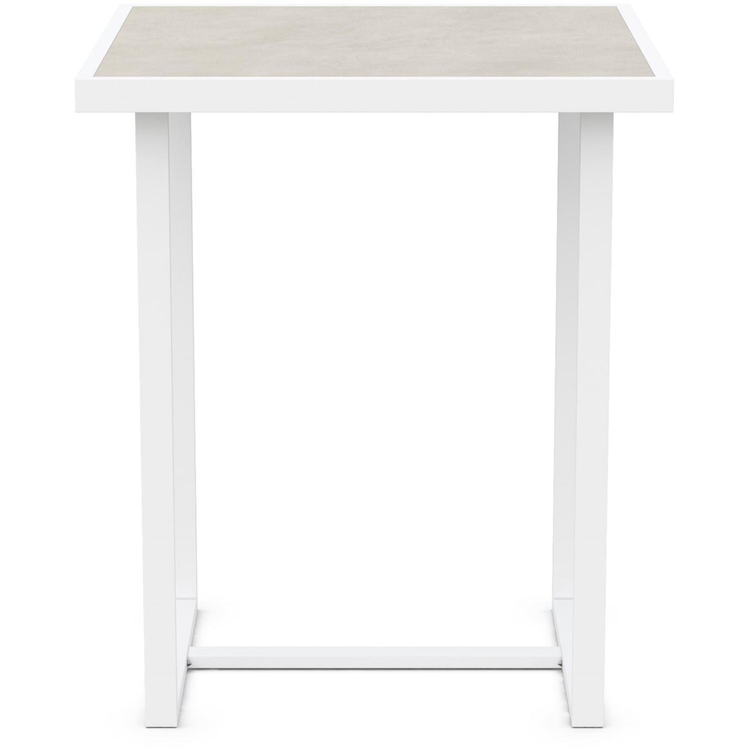 Azzurro Living Pavia 35 Inch White Aluminum Bar Table W/ Albarium Dekton Top - Front - White Background thumbnail