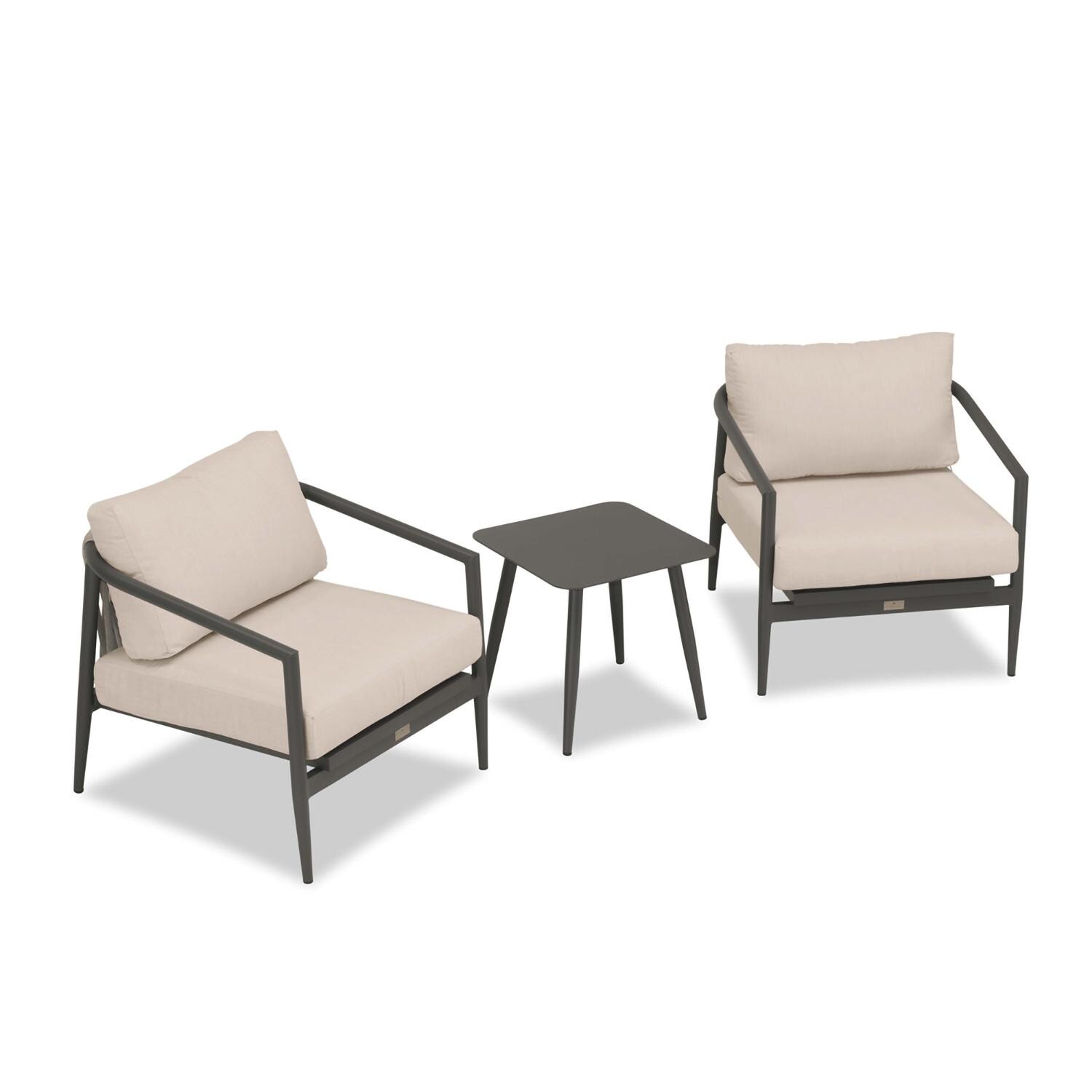 Lakeview Midnight Cove 3 Pc Aluminum Club Chair Seating Set in Slate/Pebble Gray/Canvas Flax - Top - White Background thumbnail