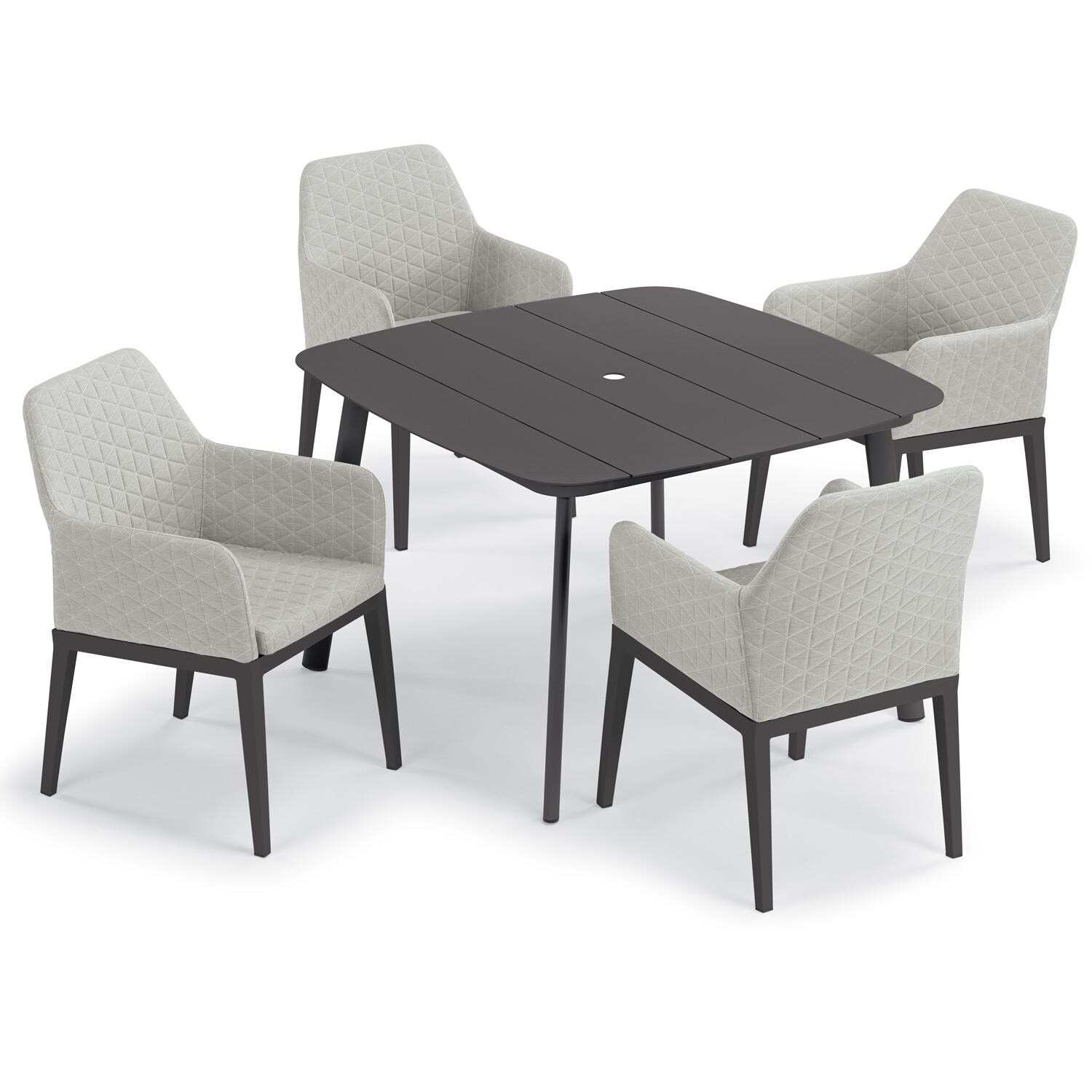 Oxford Garden Oland Aluminum Dining Chair in Carbon/Quilted Canvas Granite - In Dining Set thumbnail