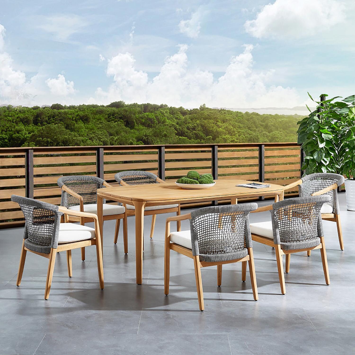 Ridgeview 7 Pc Teak Dining Set in Beige by Lakeview Outdoor Designs