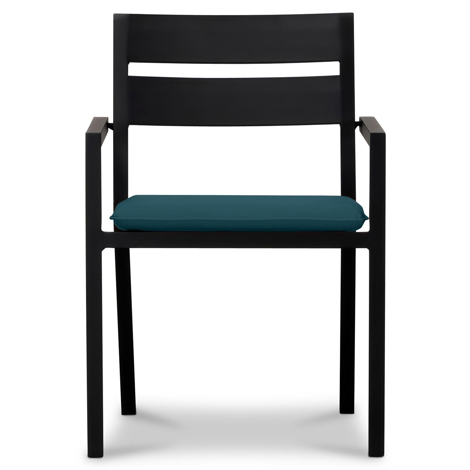 Calm Bay Mill 7 Pc Reclaimed Teak Dining Set w/ Bench in Black/Spectrum Peacock by Lakeview - Chair - White Background thumbnail