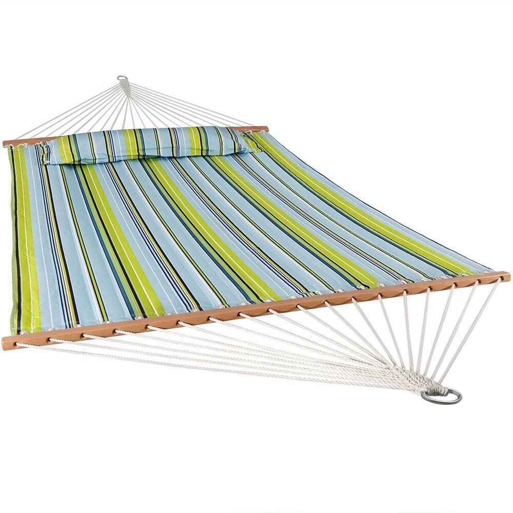 Ultimate Patio Quilted Hammock w/ Spreader Bars - Blue & Green