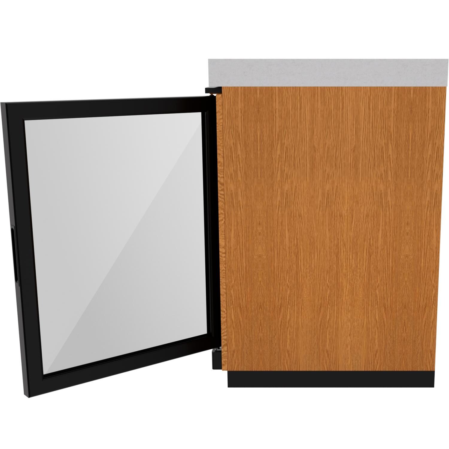 Everdure Marine Grade Cabinet Module w/ Beverage Cooler in Timber Effect - Beverage Cooler Open Side View - White Background thumbnail