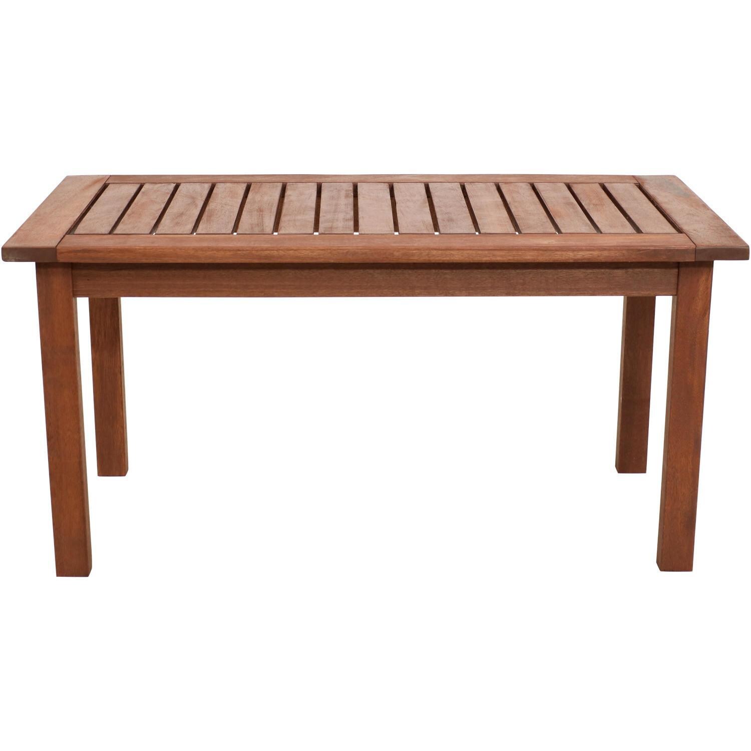 Ultimate Patio 35 1/2 X 17 3/4-Inch Meranti Wood Rectangular Coffee Table W/ Teak Oil Finish - Front View thumbnail