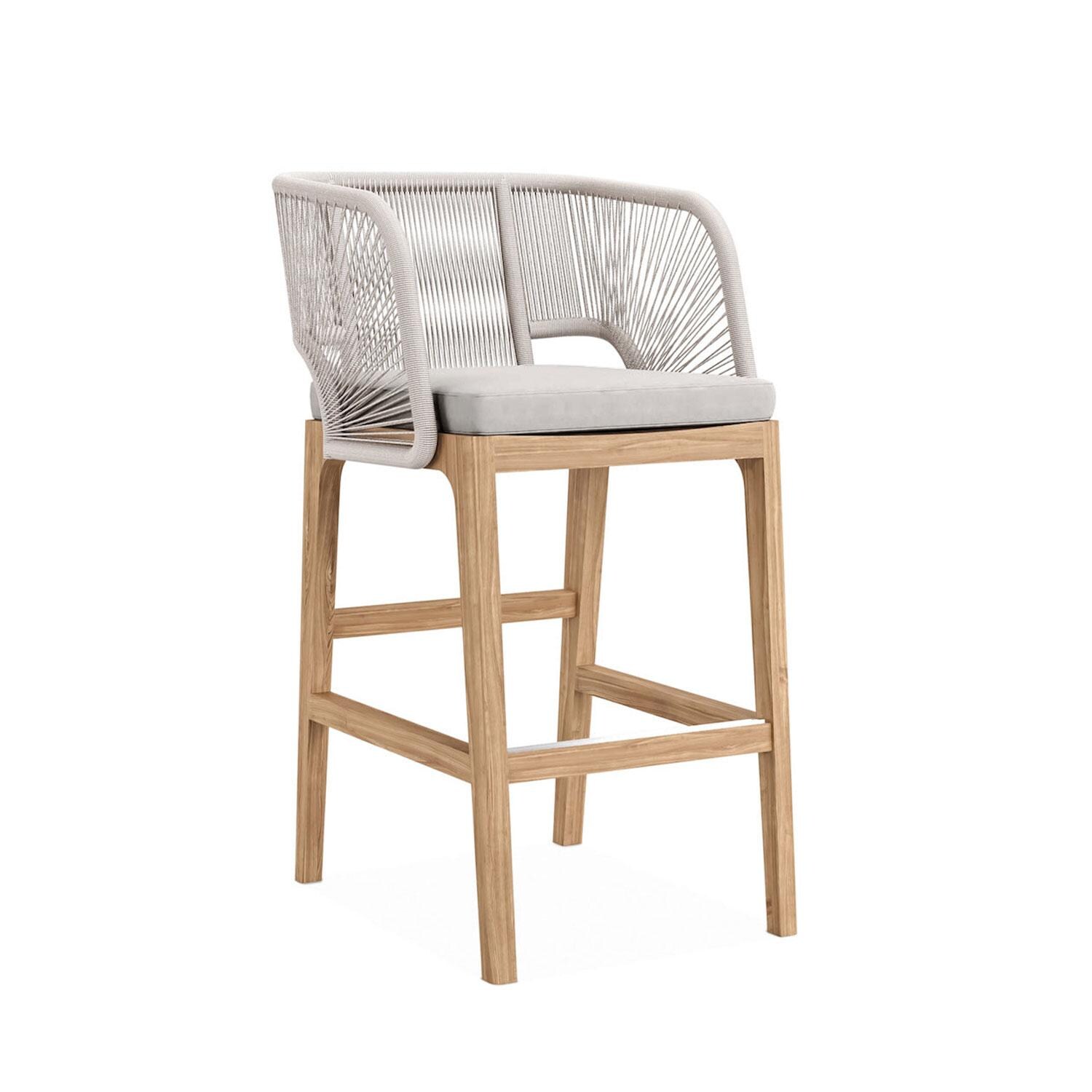 Willowlake Teak Bar Chair in Silver by Lakeview Outdoor Designs - White Background thumbnail
