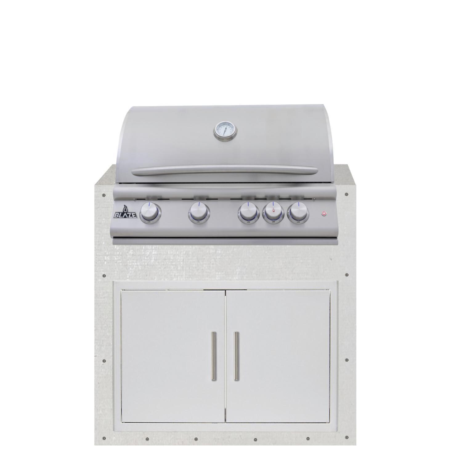 BBQGuys Signature 36-in Ready for Finish Outdoor Kitchen Module w/ Blaze LTE+ 32-in Propane Grill & Double Doors - Module - White Background thumbnail