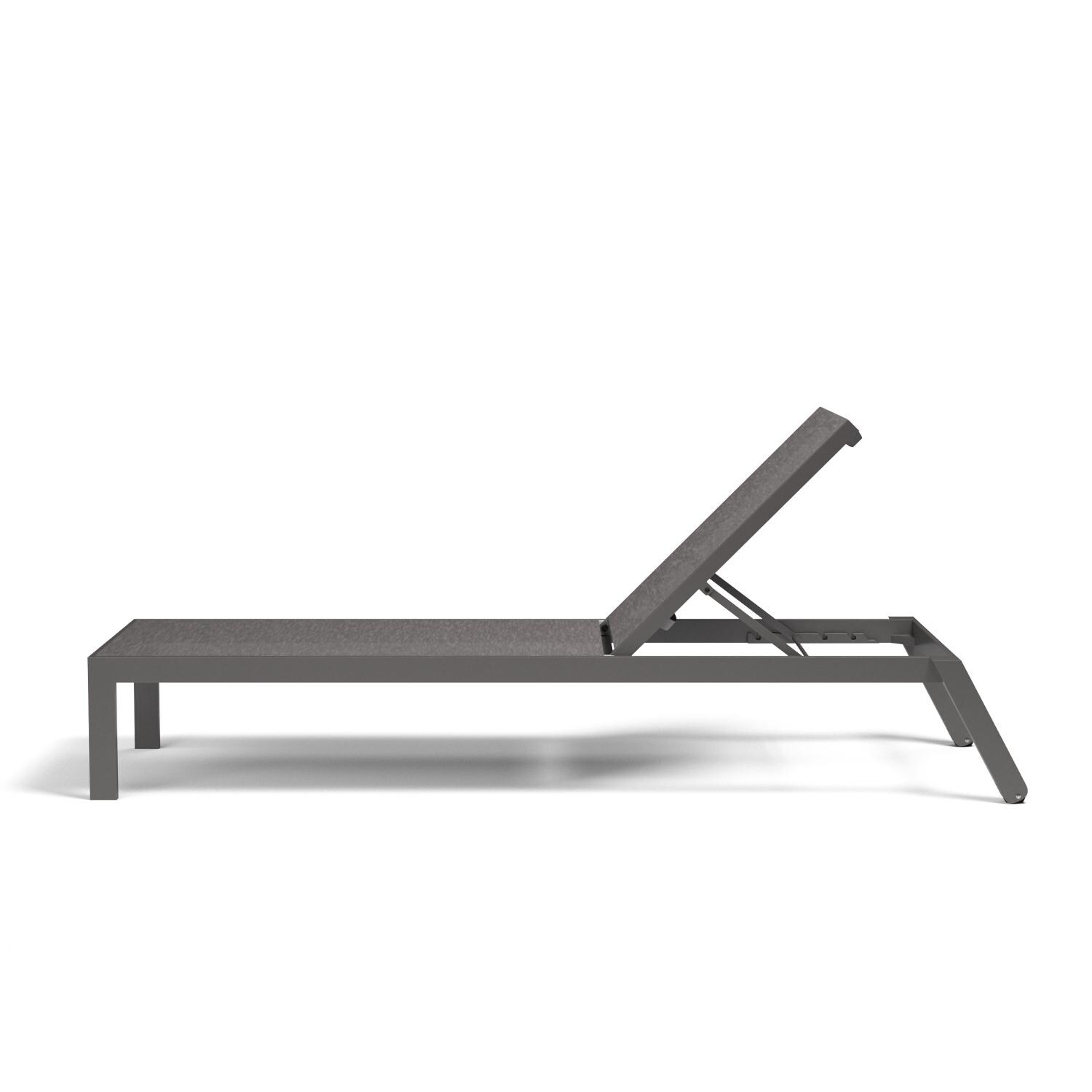 Sunset West - 1201-9 - Vegas Aluminum Stackable Patio Sling Chaise Lounge W/ Textilene Graphite Sling - Side View thumbnail