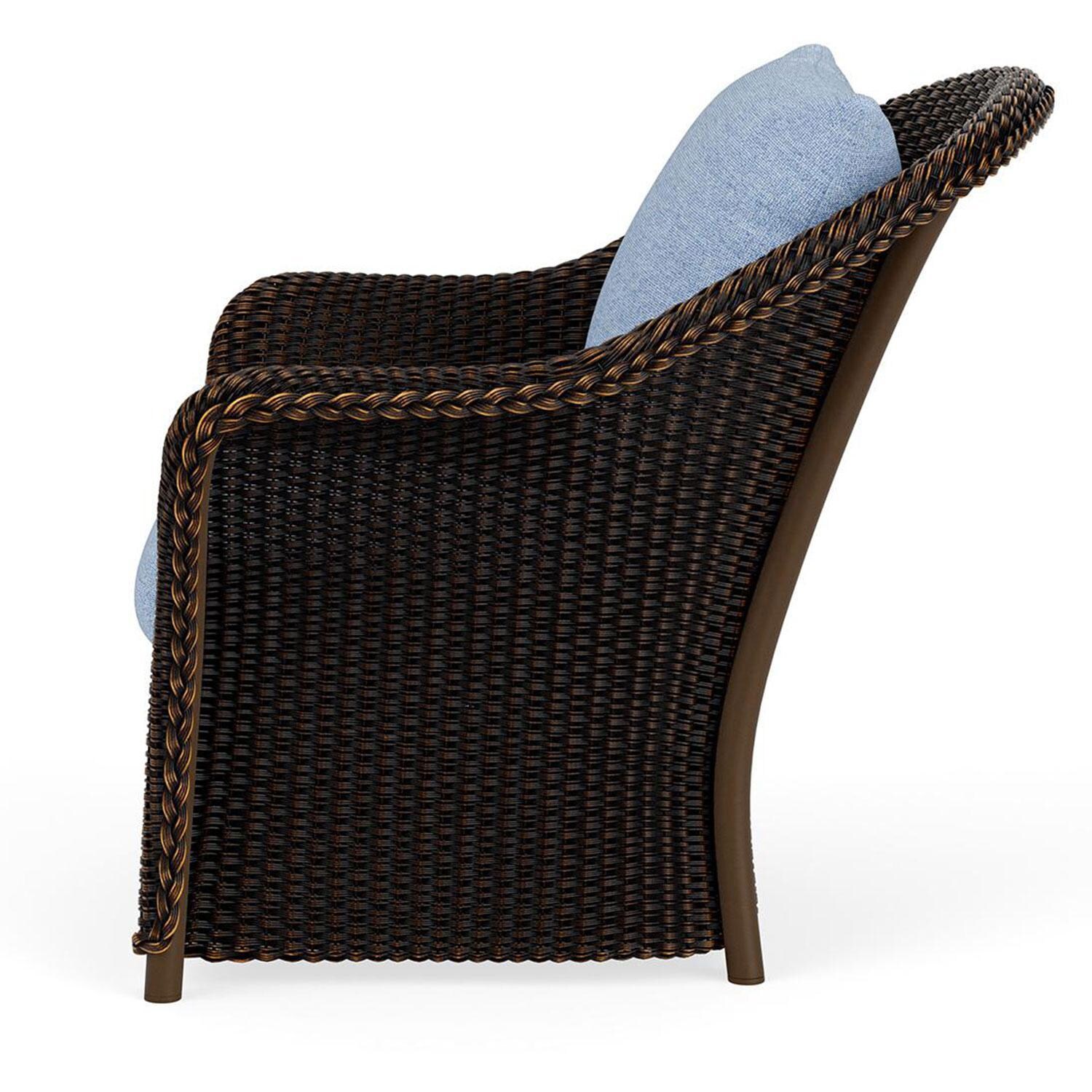 Lloyd Flanders Weekend Retreat Lounge Chair in Mink Finish W/ Demo Skyway Fabric - Side thumbnail