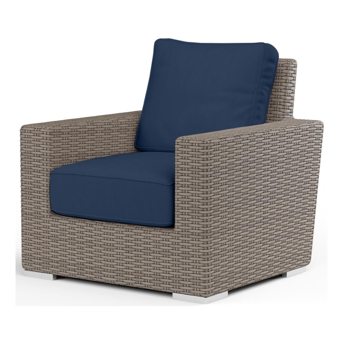 Coronado Wicker Club Chair in Driftwood/Spectrum Indigo by Sunset West - White Background thumbnail