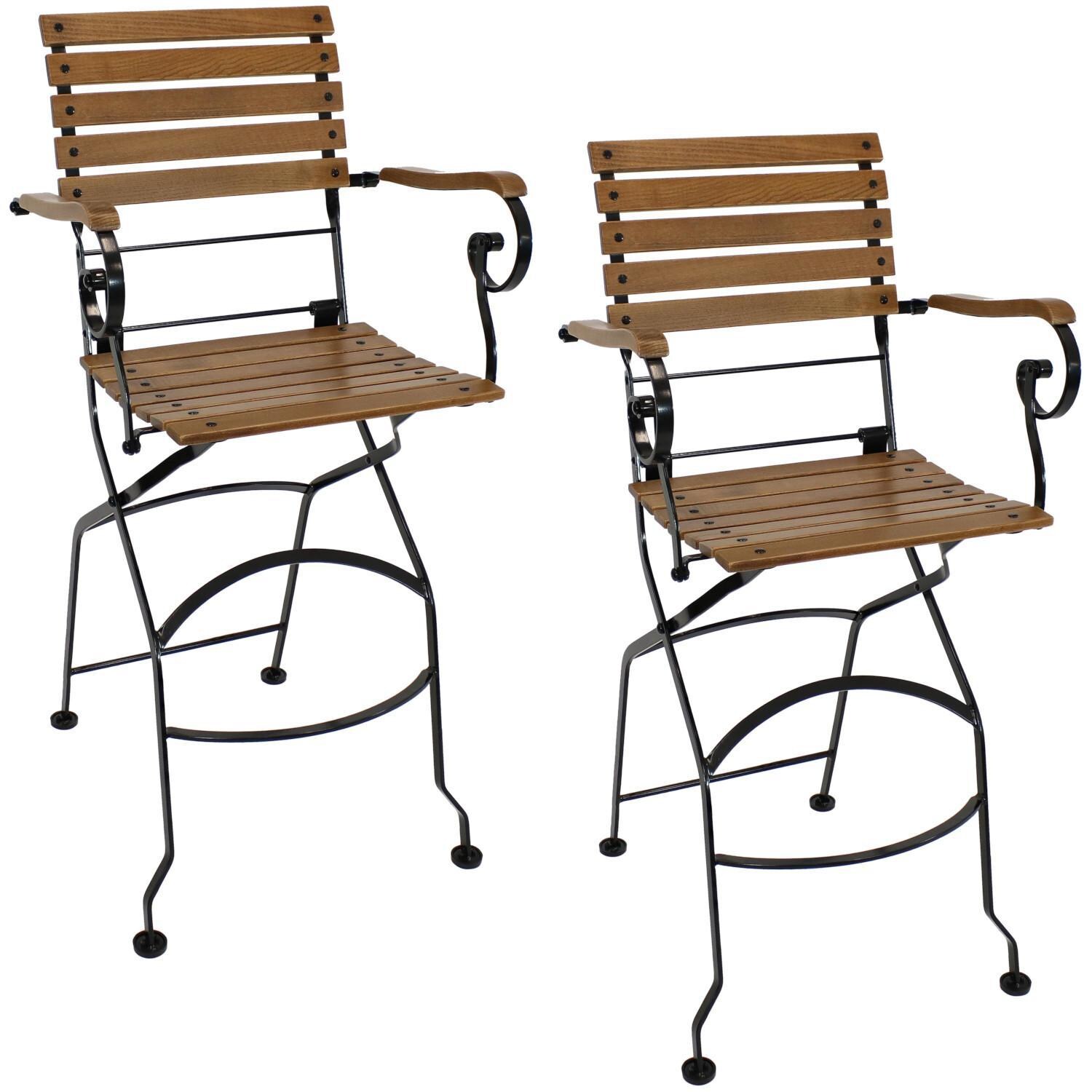 Ultimate Patio 2 Piece Deluxe European Chestnut Folding Bistro Bar Chair Set - Angled View Set thumbnail