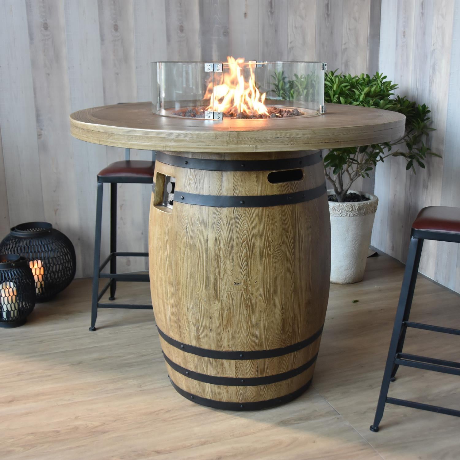 Elementi OFG225RWLP Lafite 48-Inch Round Propane Fire Pit Table - On Patio (Wind Guard Sold Separately) - Lifestyle thumbnail