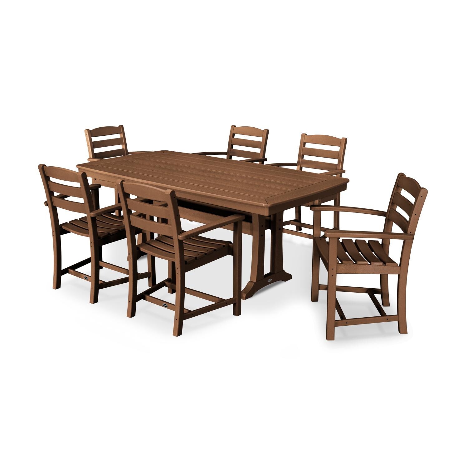 POLYWOOD La Casa Cafe 7 Piece Arm Chair Dining Set - Teak