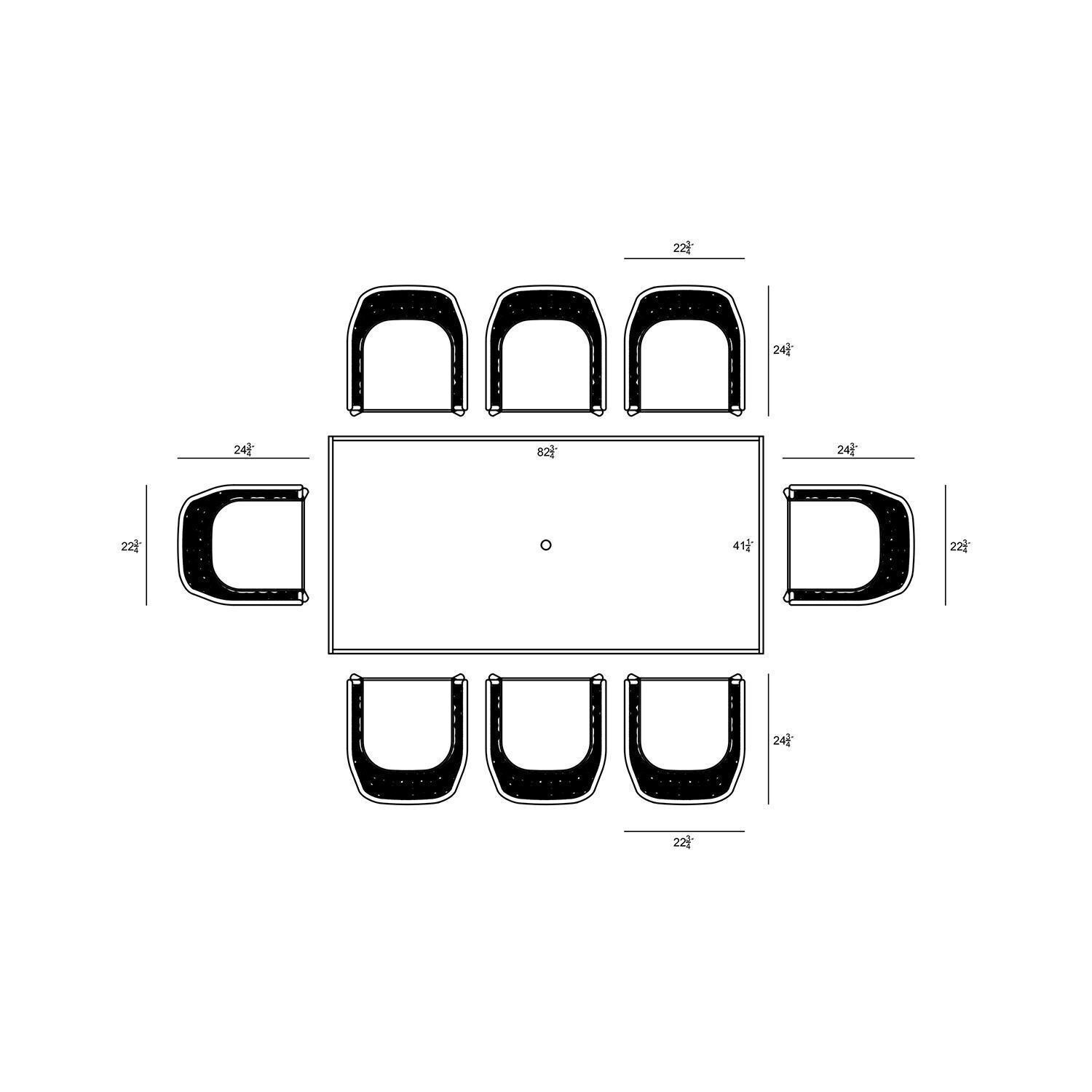 Chloe Bay 9 Pc Aluminum Rectangular Dining Set in Slate by Lakeview - Dimensional 2 thumbnail