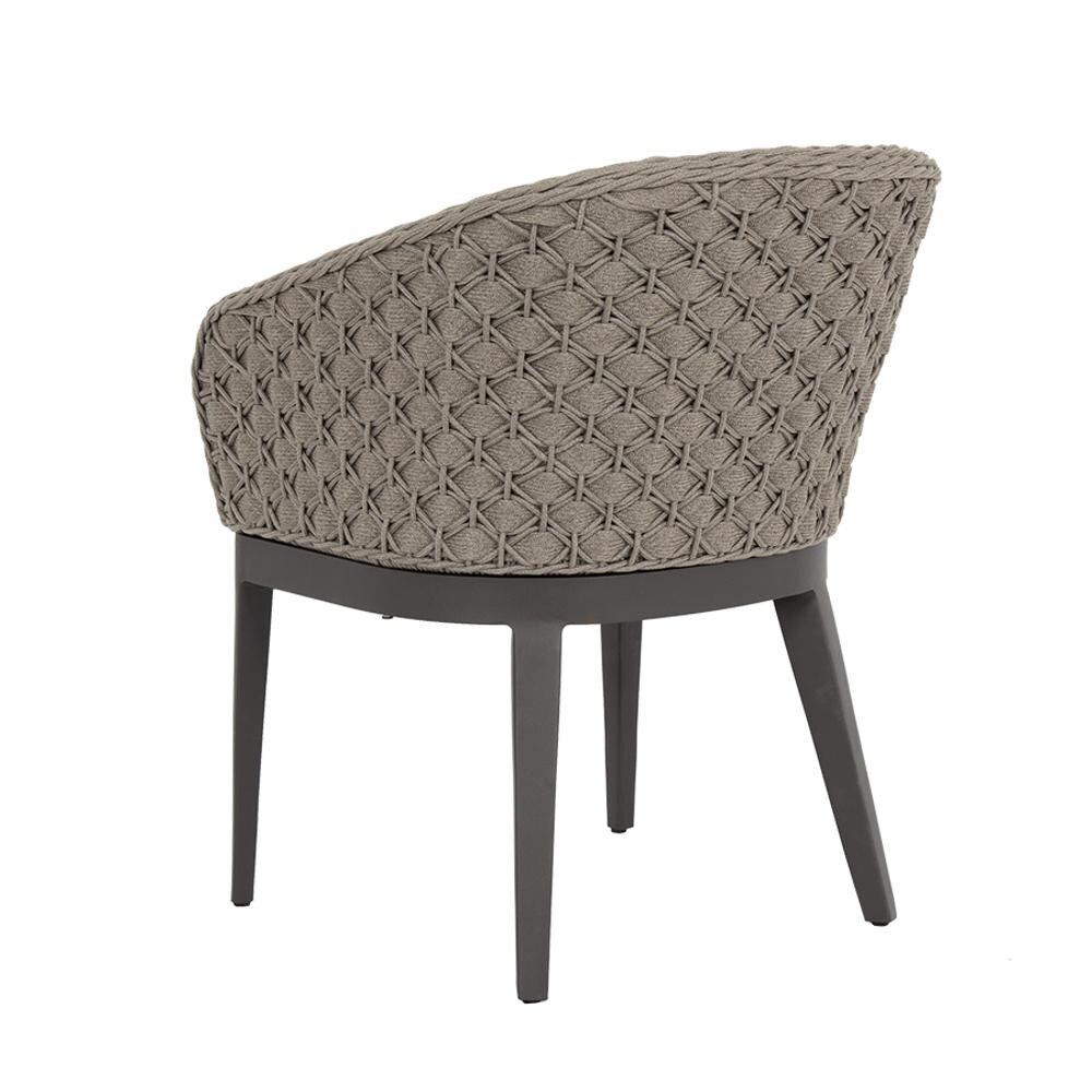 Sunset West - 4501-1-57005 - Marbella Rope & Aluminum Patio Dining Chair W/ Sunbrella Echo Ash Cushion - Rear View thumbnail