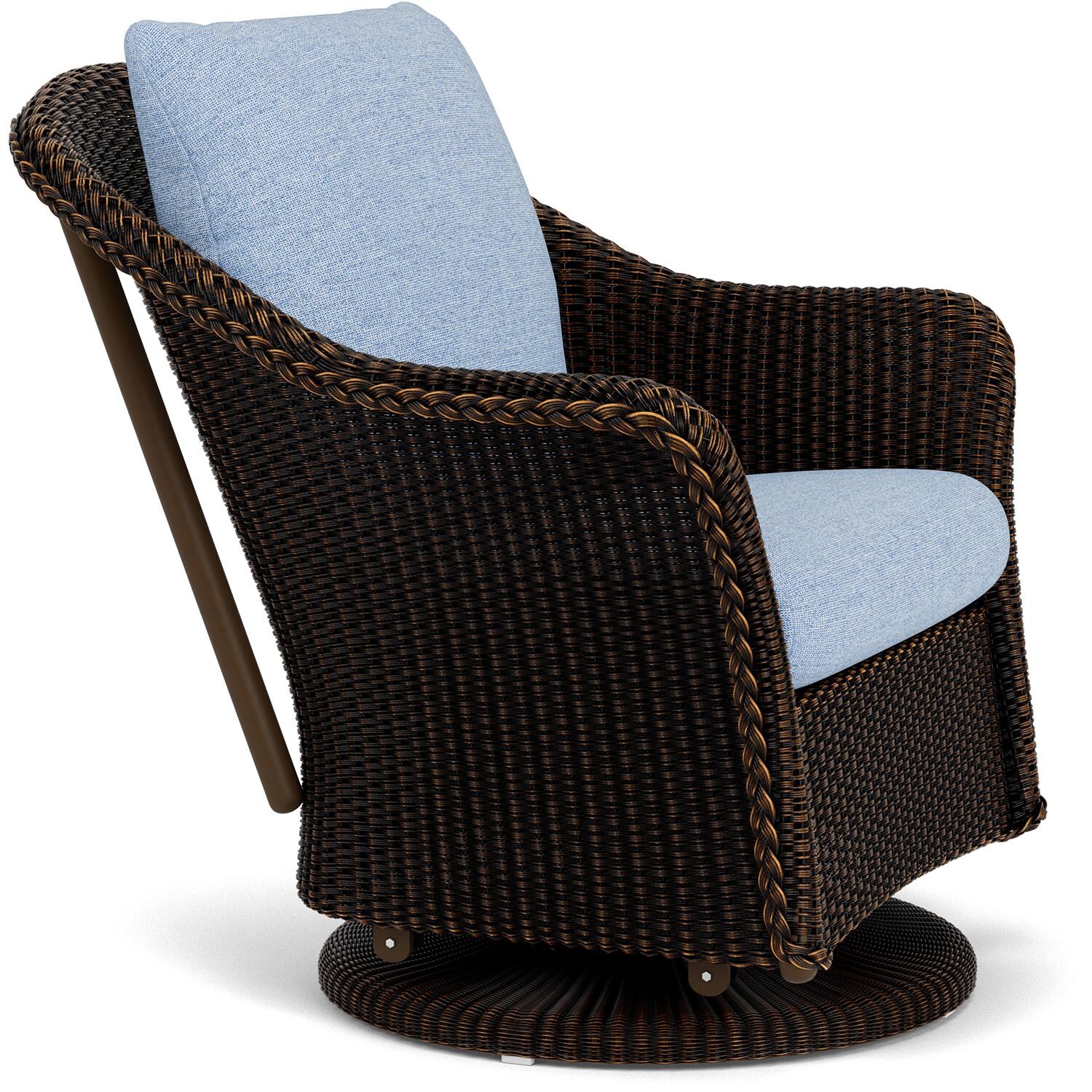 Lloyd Flanders Weekend Retreat Swivel Glider Lounge Chair in Mink Finish W/ Demo Skyway Fabric - Angled thumbnail