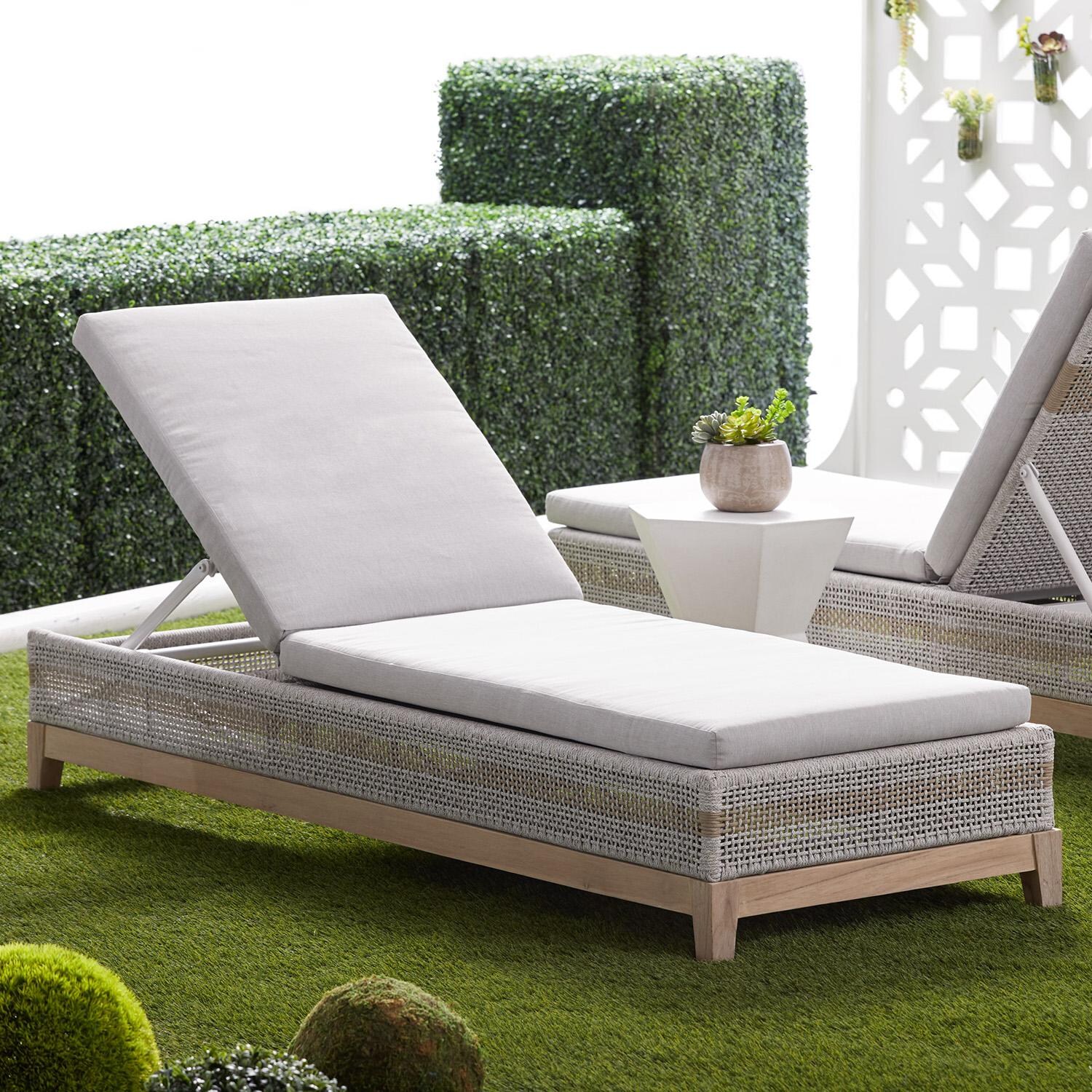 Lakeview Cocoa Way Woven Rope Chaise Lounge in Taupe & White - Lifestyle thumbnail