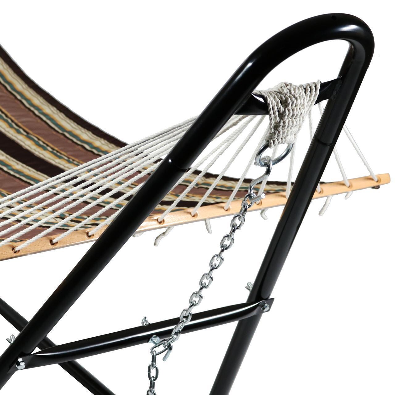 Ultimate Patio Quilted Double Hammock with Stand and Pillow - Sandy Beach - Stand Detail thumbnail