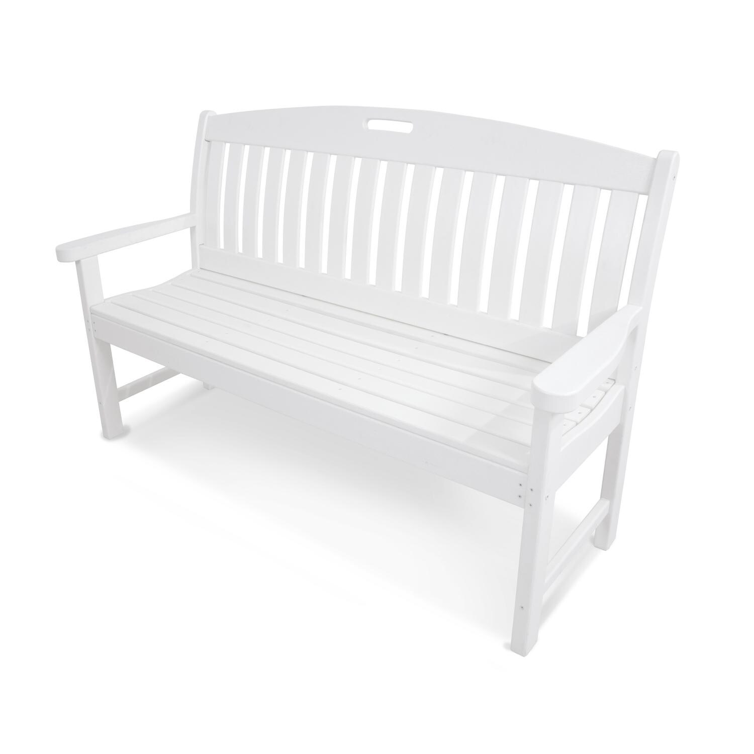 Nautical White Recycled Plastic Wood 48 Inch Patio Bench By Polywood Bbqguys