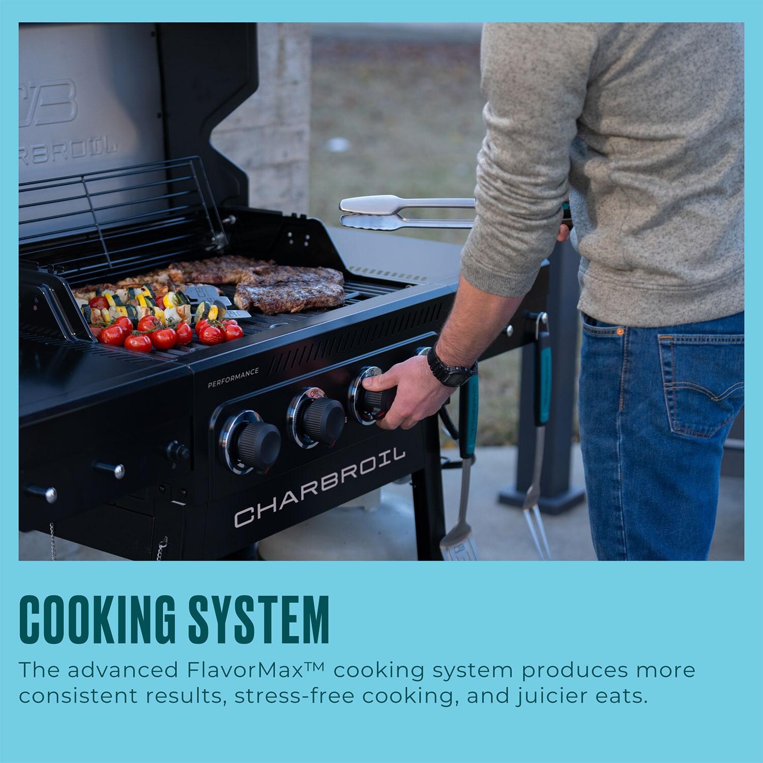 Charbroil 463348825 Performance Series 4-Burner Propane Grill A-Frame Cart - Black & Stainless Steel - Cooking System - Detail thumbnail