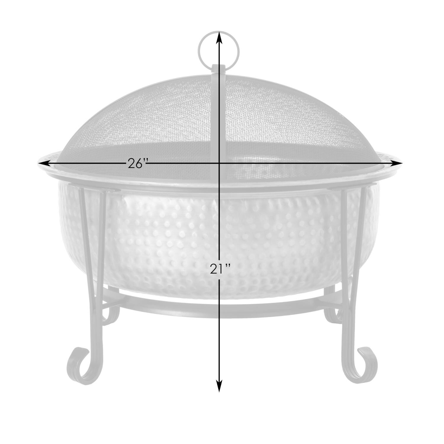 Ultimate Patio SC62665 Grandwood 26-Inch Hammered Copper Wood Burning Fire Pit - Dimensions thumbnail