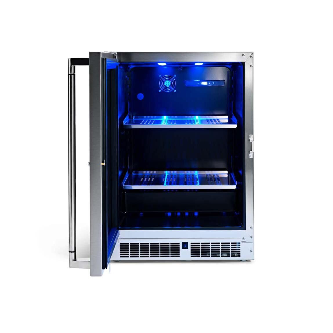 Lynx LN24REFG 24-in 5.3 Cu. Ft. Outdoor Beverage Cooler w/ Lock - Door Open - White Background thumbnail